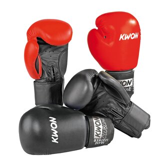 Boxhandschuh Poniter Leather, 10oz, Rot oder Schwarz | KWON