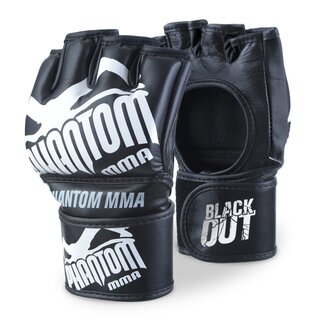 MMA Fight Gloves Blackout PU, schwarz/wei | PHANTOM MMA