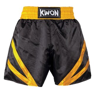 Thaiboxing Shorts Bedruckbar, schwarz/gelb | KWON