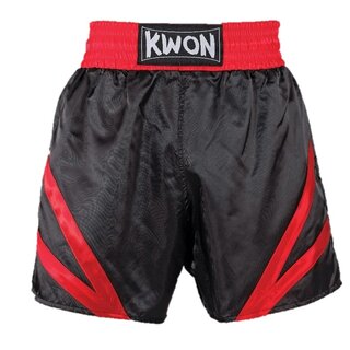 Thaiboxing Shorts Bedruckbar, schwarz/rot | KWON