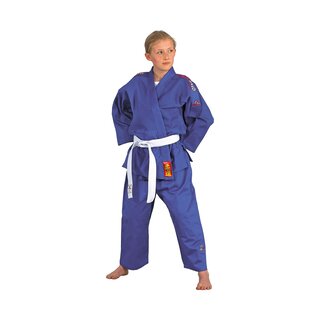 Judo Anzug Yamanashi, Blau, mit Schulterstreifen | DANRHO 150 cm